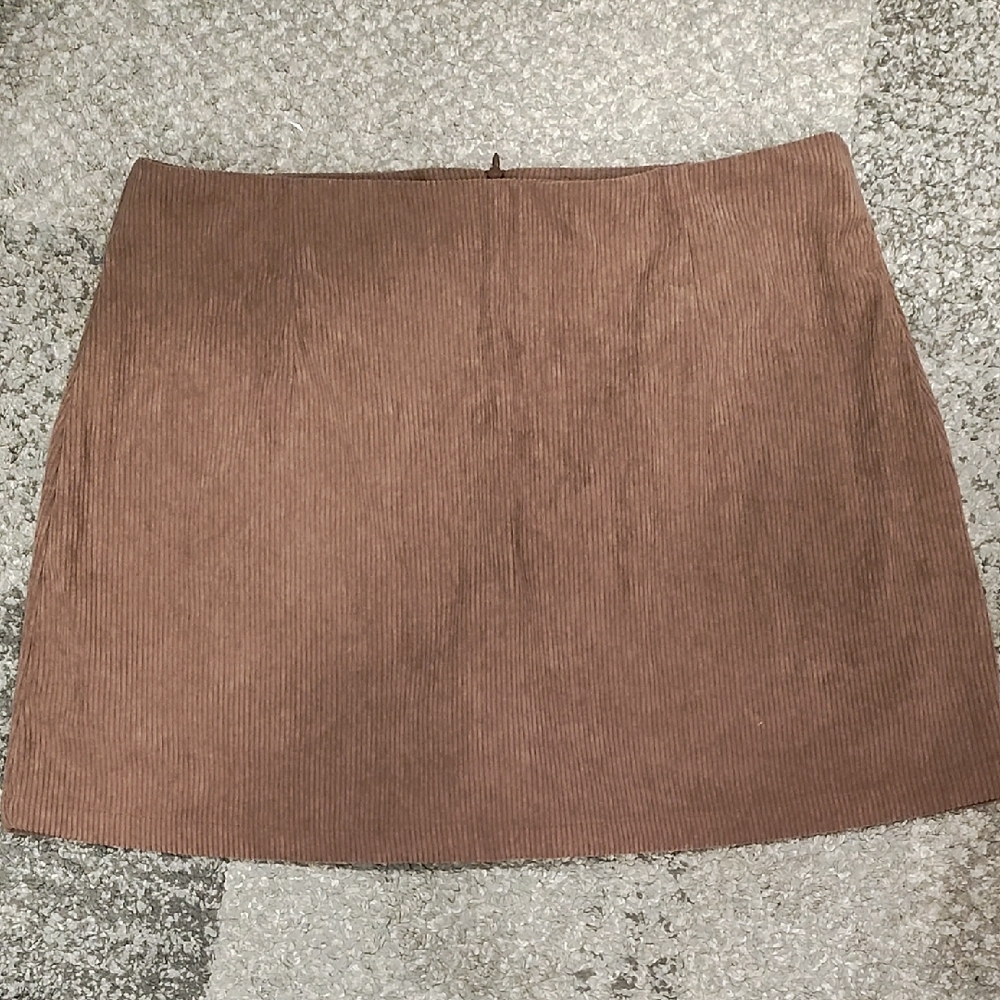 Source Unknown Tan Corduroy Mini Skirt